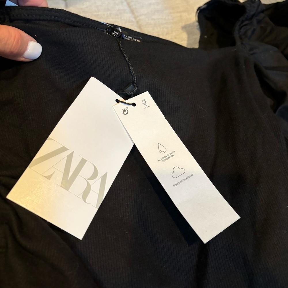 Women's Black Zara Puff Short Sleeve Top - Size Small NWT - Picture 11 of 11
